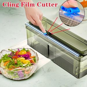 Other Kitchen Tools Plastic Cling Film Refillable Box Food Wrap Dispenser Cutter Storage Holder Tool Supplies Accessories 230807