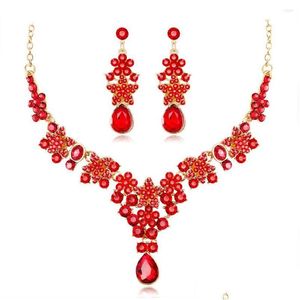 Earrings Necklace Set Luxury Brides Alloy With Gem Womens Two-Piece Woman Jewelry Costume Drop Delivery Sets Dhgarden Dhbim