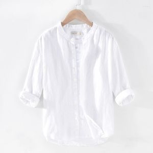 Männer Casual Hemden Top Qualität Feste Leinen Männer Sommer Atmungs Halbarm Reinen Flachs Kleid Männlich Camisas Tops TS-593