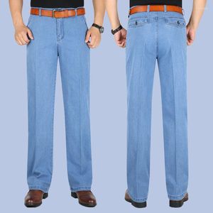 Erkek Kot Bahar Orta Yaşlı Uzun Denim Pantolon Erkek Katı İş Rahat Düz Bel Gevşek Pantolon Erkekler U06