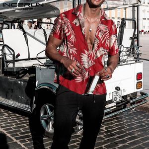 Męskie koszule Summer Hawajan Red Red Shirts Tropical Shirts Floral Men Tops Casual Shirt krótkie rękawowe guziki guziki luźne wakacje 230807