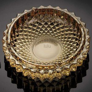 1 Stück runder Durchmesser 130/170/197 mm Gold/Klar/Bernstein Goldener Kristall-Aschenbecher hochwertiges raffiniertes Glas kreativer Büro-Aschenbecher HKD230808