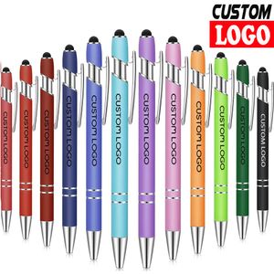 Canetas esferográficas 50 peças de metal comercial desenho universal tela sensível ao toque caneta stylus material de escritório escolar nome gravado grátis personalizado 230807