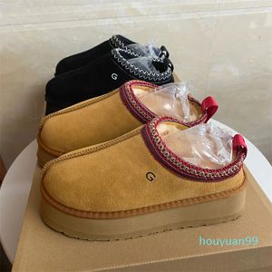 أحذية النسائية النعال شريحة الفراء الكلاسيكية Min منصة التمهيد تسمان زلة على Les Petites Suede Wool Comfort Winter