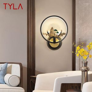 Lampada da parete TYLA Brass LED Modern Luxury Marble Sconce Light Decorazione d'interni Camera da letto Comodino Soggiorno Corridoio