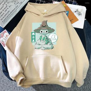 Hoodies masculinos 2023 Capuz solto de outono adorável sons de sons de sopa de anime de anime unissex de lã impressa casual haruku masswear