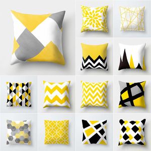 Kuddefodral Nordic Geometric Yellow Pillow Case Decor Cushion SOFA DIY Tryckt Stolbil Julhemdekoration 230807