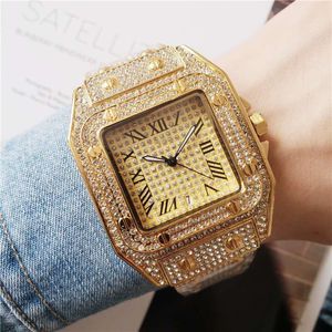 34mm 40mm Moda homem feminino relógio quadrado relógio romano designer relógio movimento de quartzo relógio feminino mostrador aço inoxidável rosa ouro prata todos os diamantes relógios