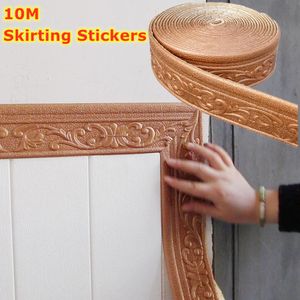 Wall Stickers 10MetersRoll 3D DIY Sticker Skirting Border Self Adhesive Waterproof Baseboard Wallpaper For Living Room Home Decoration 230808