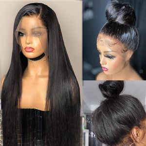 Synthetic Wigs 360 Lace 28 30 Inch Frontal Pre Plucked Long Straight Wig For Black Women 150 180 Density 230807