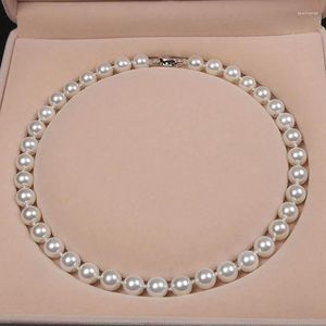 Ketten 8/10mm Natürliche Shell Perle Halskette Rosa Lila Weiße Perlen Elegante Weibliche Mode Kette Schmuck Geschenke