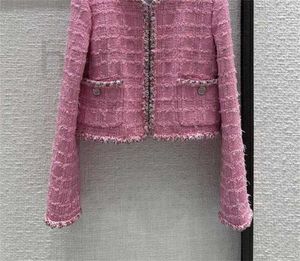 2023 novas roupas de grife jaqueta feminina jaqueta feminina plus size moda de luxo jaqueta rosa tweed lazer cardigã sobretudo presente do dia das mães 485q