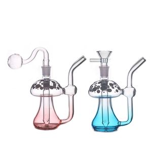 Toptan Mini Cam Yağ Brülör Bongs nargile 14mm dişi yağ teçhizatı kalın pyrex başlık sigara su boruları dab teçhizat 14mm erkek cam yağ brülör boruları