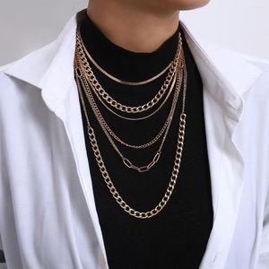 Zincirler hip hop içi çapraz zincir yaka kolye erkekler için 2023 çok katmanlı altın renkli metal kız cazibesi moda mücevher hediyesi