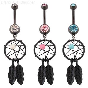 Piercing Dangle Dream Catcher Sıcak Çift Mücevherler Göbek Düğmesi Yüzükler Siyah Göbek Yüzüğü Moda Vücu