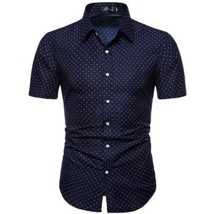 Camisas casuais masculinas M-5XL Camisas casuais de negócios com estampa de pontos para o verão Manga curta Regular Tamanho grande Roupas formais Blusas de botões de escritório masculinas 230807