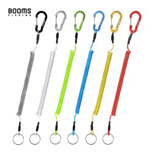 Fish Finder Booms Fishing T04 LANYards Safety Rope Wire Steel med Carabiner Coil Lanyard Infällbar 1 5m Max Takle Tools 230807