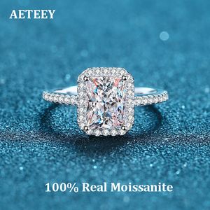 Fedi nuziali AETEEY Anello quadrato con diamanti D Colore 1CT 2CT Argento sterling 925 reale per le donne Gioielleria raffinata da sposa VVS Purezza RI019 230804