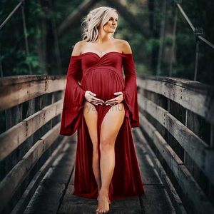 Maternity Dresses Sexy Maternity Shoot Dresses Shoulderless Pregnancy Dress Photography Maxi Maternity Gown Photo Prop Clothes For Pregnant Women HKD230808