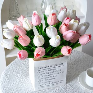 Coroas de flores decorativas 10 cabeças tulipa artificial toque real adequado para sala de casa escritório festa decoração de casamento dia das mães 230808