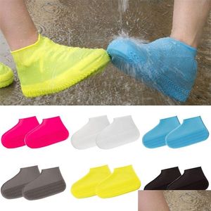 Parti di scarpe Accessori Stivali Sile Impermeabile Er Riutilizzabile Rain Ers Uni Scarpe Protezione Antiscivolo Boot Pads For Rainy Day 220713 Drop Delive