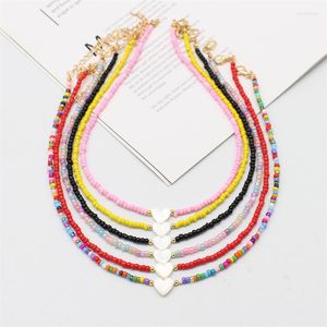 Choker Boho Natural Shell Heart Einfache Perlen Halskette Halskragen Kurzkette handgefertigtes Collier weibliche Mode Süßschmuck Geschenk