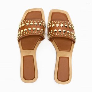 Hausschuhe Sommer Wohnungen Für Frauen Mode Transparente Sandalen Weibliche Quadratische Zehen Rutschen Casual Strand Slipper Schuhe