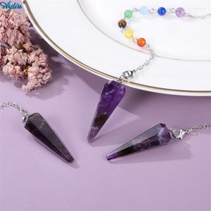 Collane con ciondolo Ayliss 7 Chakra Guarigione Pendolo di cristallo per divinazione rabdomanzia 6 Pendoli di energia Reiki con pietre preziose a punta sfaccettata