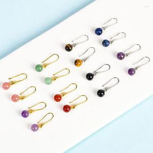 Dangle Earrings 10pairs Natural Stone Crystal Beads Ball Gemstone Amethyst Lapis Lazuli Tiger's Eye Rose Quartz Chakra Sweet Earring