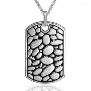 Anhänger Halsketten Vintage Edelstahl Bali Pebble GI Dog Tag Halskette Herren Jungen Punk Goth Schmuck Männlich Coolstes Geburtstagsgeschenk