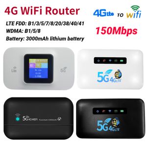 Routers 4G5G Wireless LTE Router 150ms Pocket Portable WiFi Color LCD Display Sim Card WiFi Mobile Spot Buildin 3000mAh Battery 230808