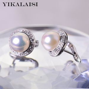 スタッドYikalaisi 925 Sterling Silver Jewelry Pearl earrings Fine Natural Jewelry 89mm Stud for Women Wholesale 230807