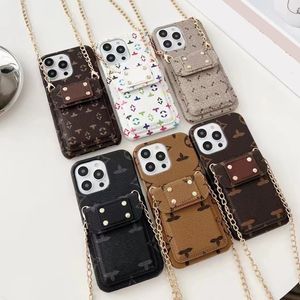 Beautiful Phone Cases iPhone 15 14 13 12 Pro Max Crossbody Leather Card Purse 18 17 16 15pro 14pro 13pro 12pro 11pro 11 X Xs Samsung S23 S22 Ultra Plus with Logo Box 0802