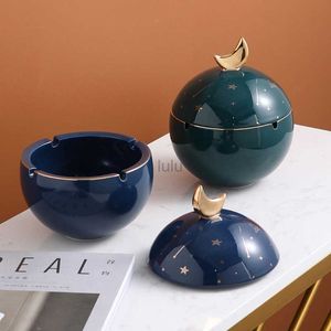 Nordic creative ceramic universe planet soot cover with cover ornaments multifunctional storage desktop office home decoration HKD230808