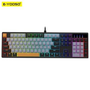 E-Yooso Z14 RGB USB Mekanik Oyun Kablolu Klavye Kırmızı Anahtarı 104 Anahtar Rusça Brezilya Portekizli Oyuncu HKD230808