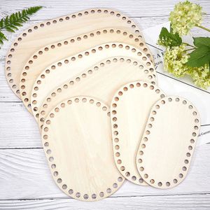 Decorative Flowers Wreaths 7 Sizes Natural Wooden Basket Bottom Oval Blank Solid Crochet Wood Base for DIY Weaving Supplies Craft Making 230807