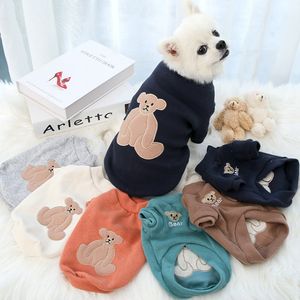 Hundkläder tecknad björn hoodies söta bomulls husdjurskläder för valp Small Medium Sweatshirt Jacka French Bulldog Chihuahua 230807