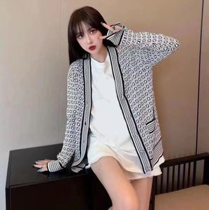 Suéter feminino Fall Designer Luxo sofisticado cardigã estampado com botões completos cardigã decote em V conforto e calor