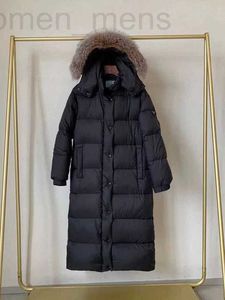 Feminino Down Parkas designer europeu de alta qualidade 2022 inverno grande gola de pele tamanho solto engrossado e alongado na altura do joelho casaco de ganso branco para mulheres N0UO