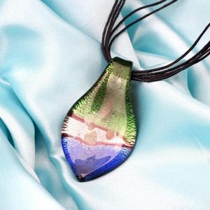 Pendant Necklaces 1Set 32x58x7MM Vintage Handmade Lamp Work Bead Three Colors Drop Shape Glass 45CM For Women's Necklace Gift