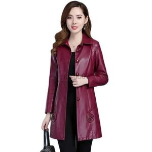 Women's Leather Faux Leather Fashion Mid-Length Leather Jacket Women's Autumn Winter Coat 2023 New PU Leather Windbreaker Outerwear Female Big Size 6XL HKD230808