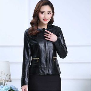 Women's Leather Faux Leather Women leather jacket Casual Women 6XL coat quality PU 2020 spring fall women clothing Washed leather short top coat HKD230808