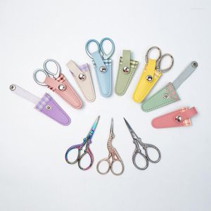 Storage Bags 2023 Portable Embroidery Scissors Sheath Cover PU Leather Bag Barber Hairdressing Protection Case