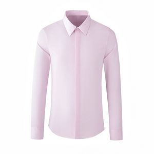 MINGLU Cores sólidas Simples Clássicos Camisas Masculinas de Alta Qualidade Manga Longa Business Casual Botão Coberto Camisas Festivas Masculinas