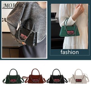 Evening Bag Crossbody Bag PU Leather Stone Pattern Top handle Y2K Punk Chain Fashon Simple Casual Cool Girls Female Tote Purse 230807