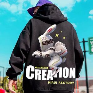 Moletons masculinos moletom streetwear oversize moletom com capuz homens e mulheres criação spaceman impressão velo outono hip hop baggy y2k hoodies roupas 230807