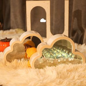 Novelty Items DIY Cloud Tulip LED Night Light Girl Bedroom Ornaments Creative Po Frame Mirror Table Lamps Bedside Handmade Birthday Gifts 230808