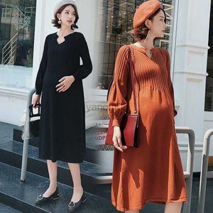 Maternity Dresses 2020 New Fashion Maternity Dress High Waist Loose spring autumn winter Skirt Pregnancy Clothes For Knit Pregnant Women Sweater HKD230808