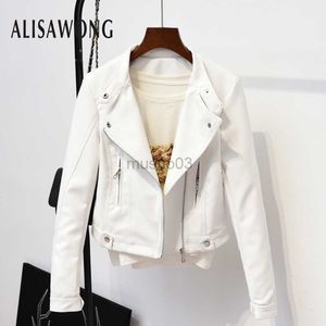 Women's Leather Faux New Spring Autumn Outerwear Women Slim White Jacket Fashion Street Ladies Punk Black Short Coats Biker Moto HKD230808