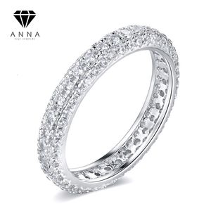 Bröllopsringar Luxury Tennis High Carbon Full Diamond Ring for Woman Fine Jewelry 925 Sterling Sliver Platinum Plated Engagement 2023 230808
